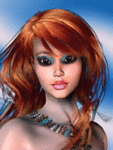 Медноволосая эльфийка с нефритовым ожерельем; фэнтези аватарка анимированная 113×150px