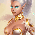 Эльфийка блондинка в золотых украшениях; фэнтези аватарка анимированная 150×150px
