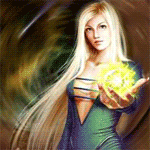 Девушка в зеленом держит в руке фаербол, аватарка анимированная 150×150px