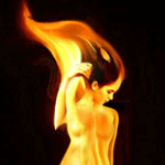 Огненная девушка, аватарка анимированная 150×150px