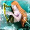 Русалка играет на арфе; аватарка 100×100px