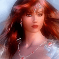Красивая рыжеволосая девушка с многочисленными украшениями; аватарка 120×120px