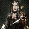 Девушка воительница в боевом доспехе с мечом; аватарка 120×120px