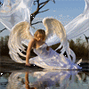 Девушка ангел у лесного озера; аватарка 100×100px