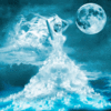 Снежная королева в холодной ночи при полной луне; аватарка 100×100px