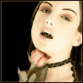 Девушка вампир с розой в руке; аватарка 120×120px