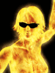 Огненная девушка в черных очках; анимированная аватарка 113×150px